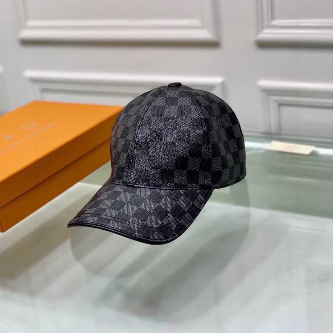 LV DAMIER AZUR COATED CANVAS CAP BLACK
