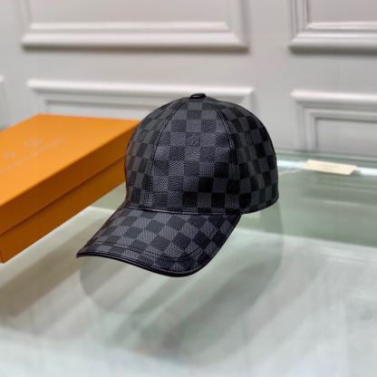 LV DAMIER AZUR COATED CANVAS CAP BLACK