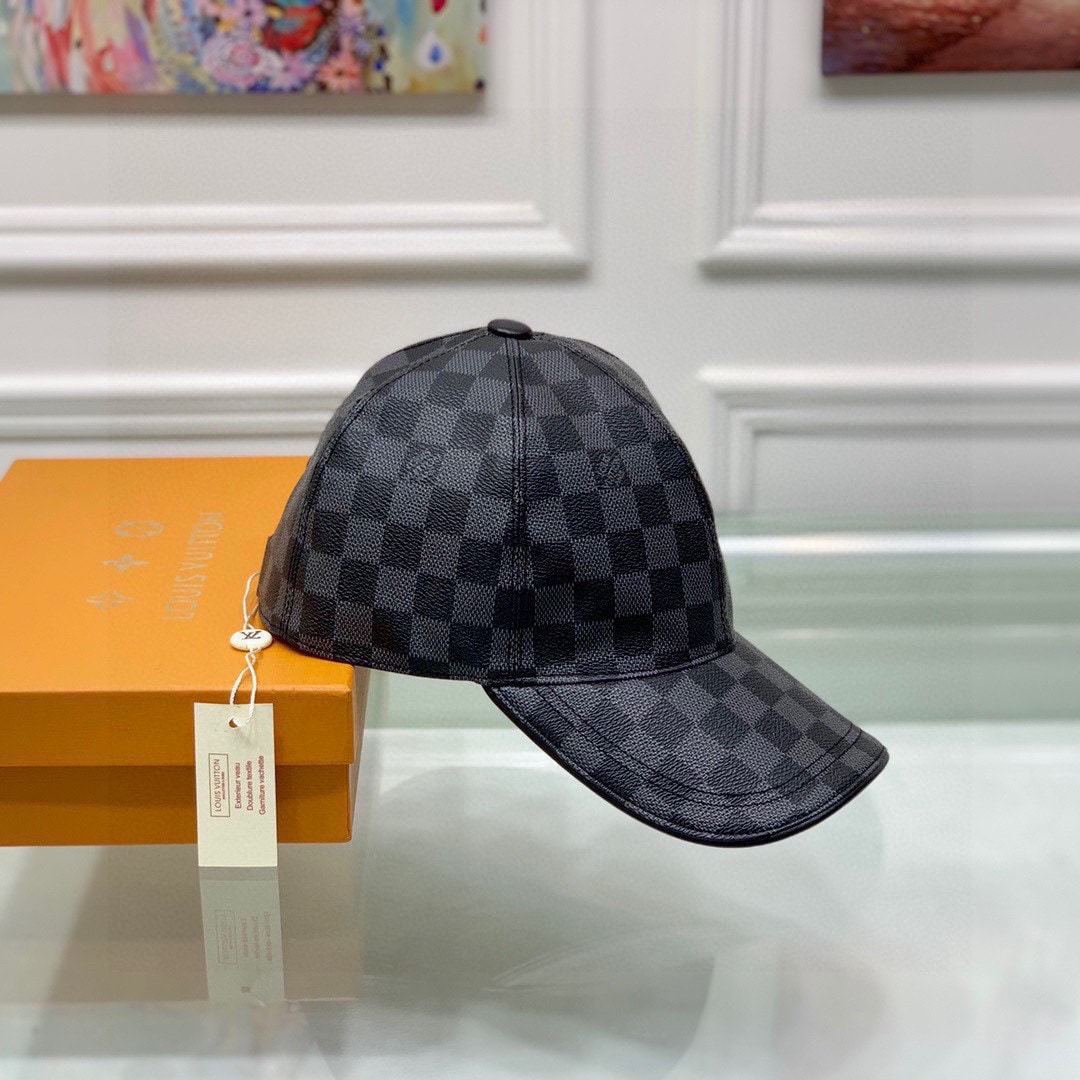 LV DAMIER AZUR COATED CANVAS CAP BLACK