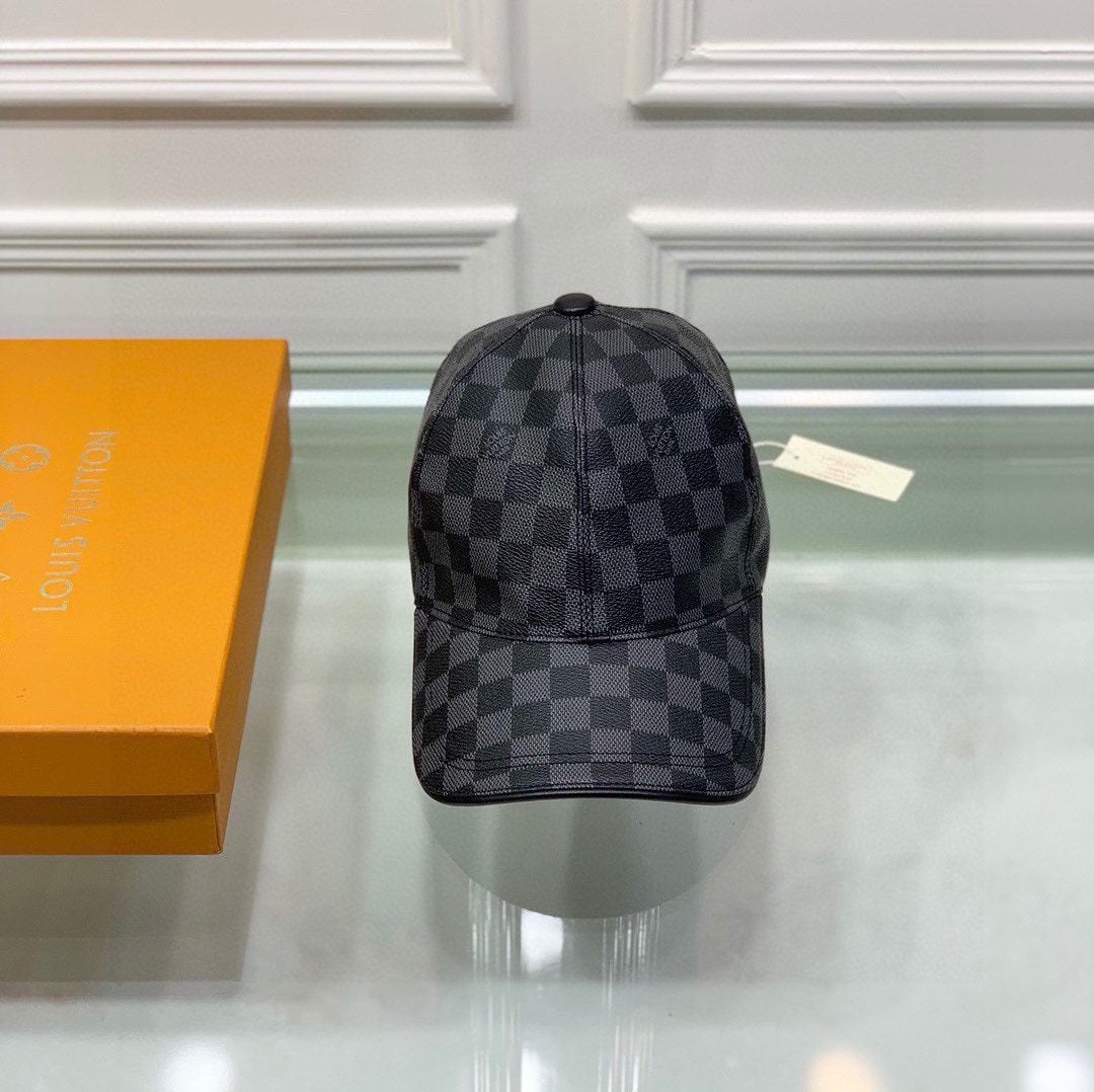 LV DAMIER AZUR COATED CANVAS CAP BLACK