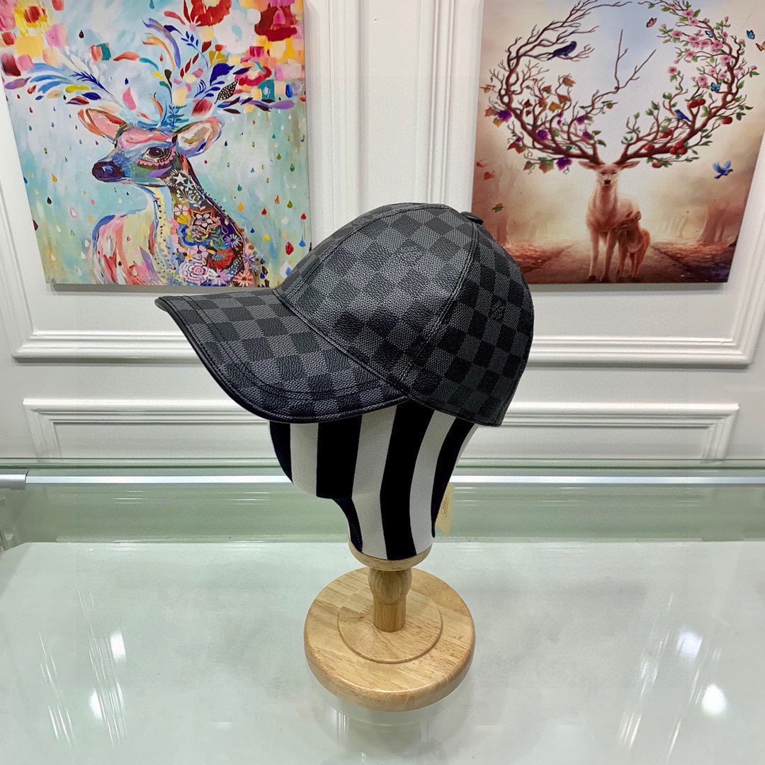 LV DAMIER AZUR COATED CANVAS CAP BLACK