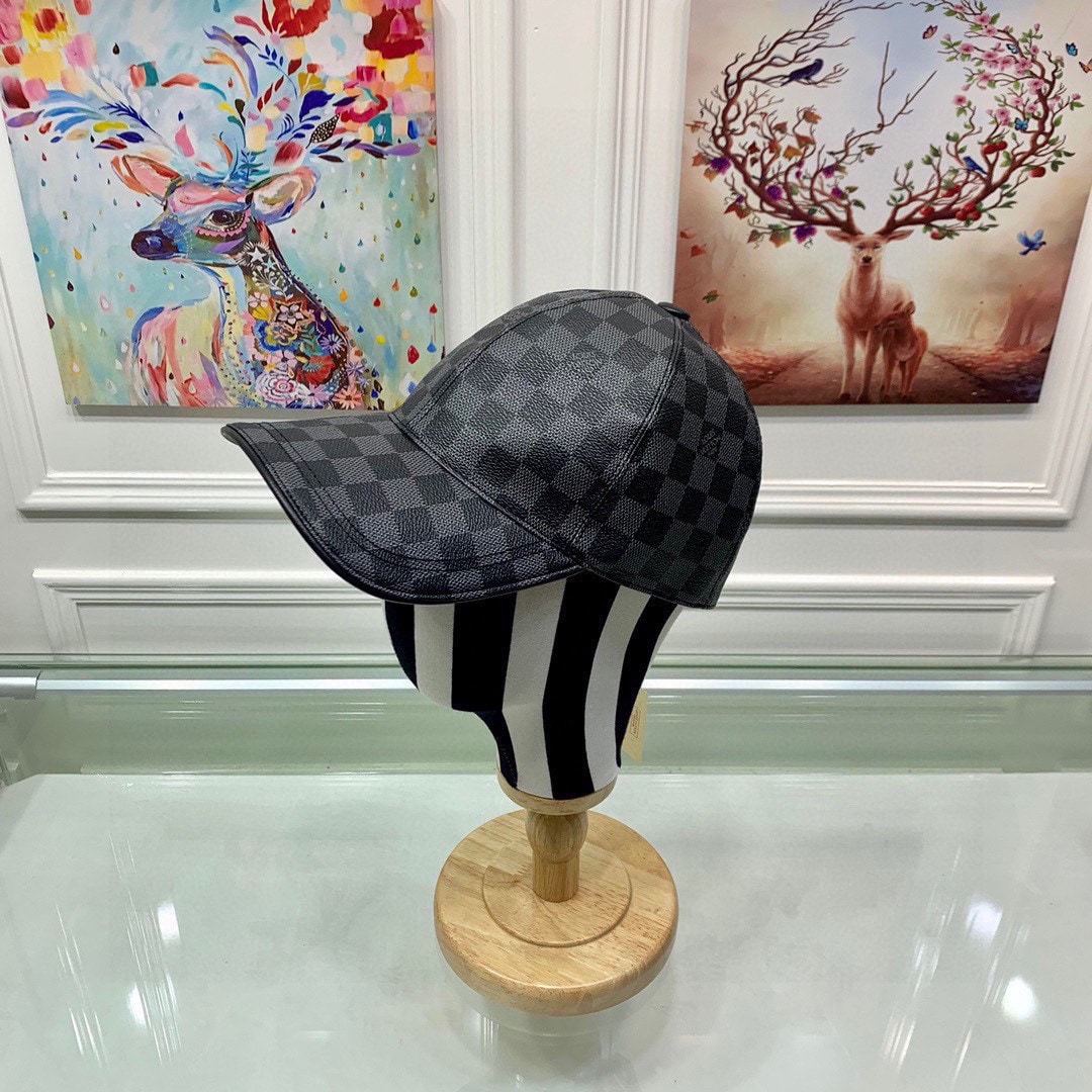 LV DAMIER AZUR COATED CANVAS CAP BLACK