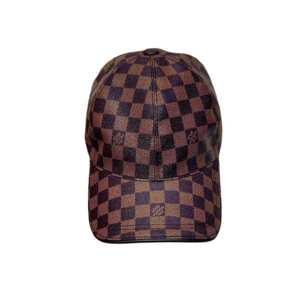 LV DAMIER AZUR COATED CANVAS CAP BROWN