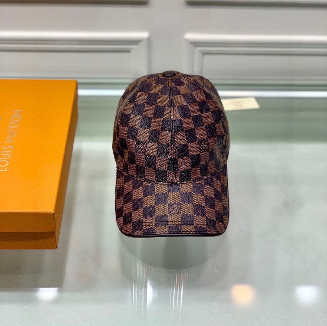 LV DAMIER AZUR COATED CANVAS CAP BROWN