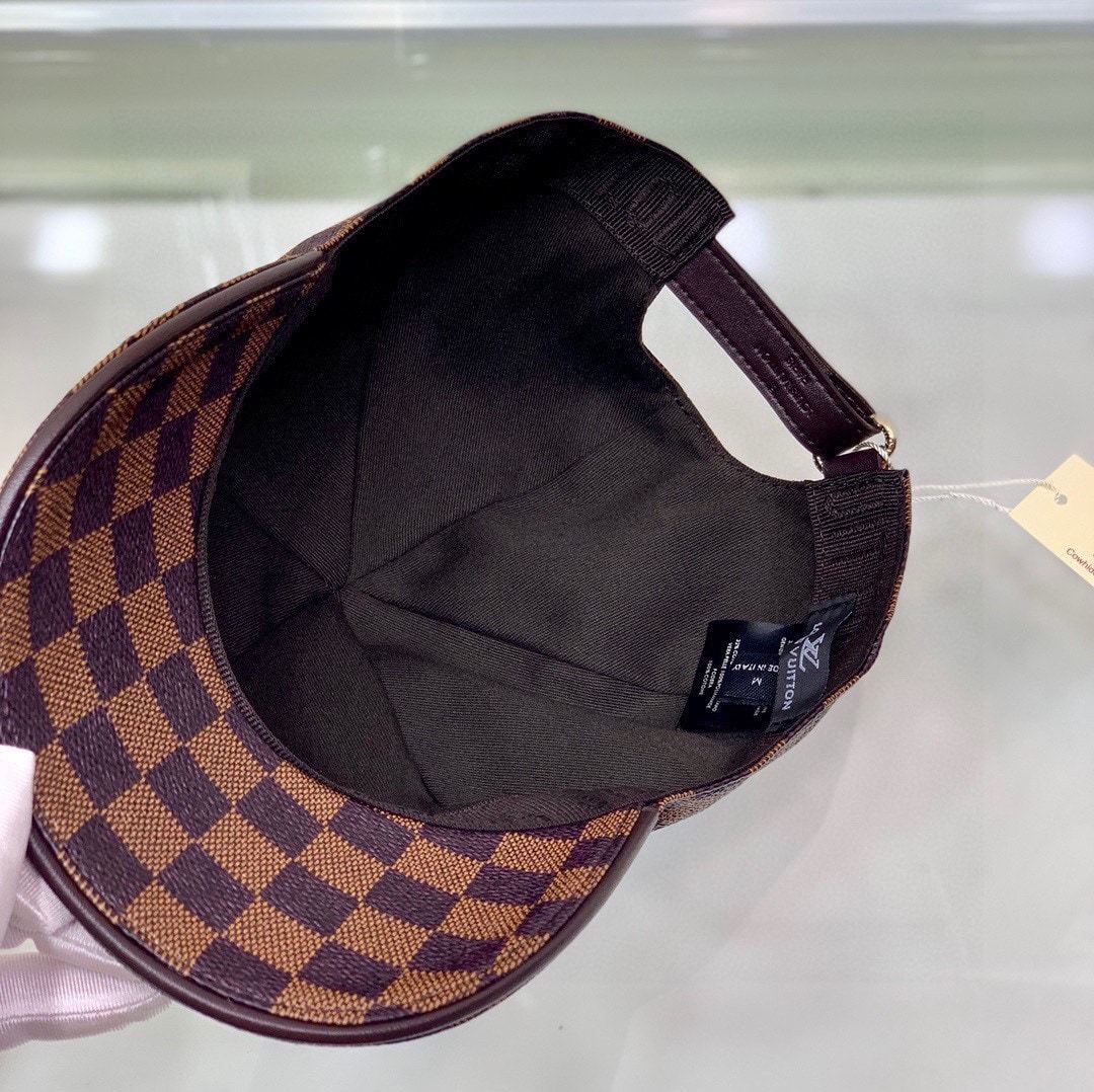 LV DAMIER AZUR COATED CANVAS CAP BROWN