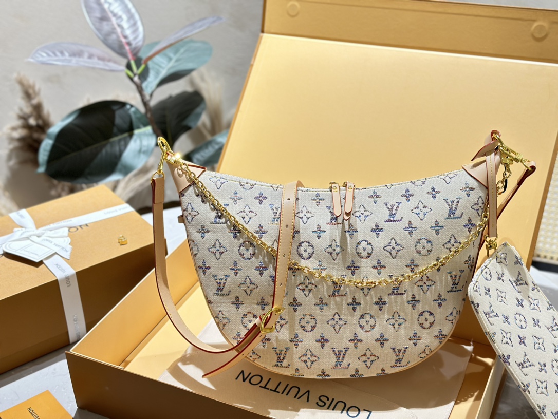 LV LOOP HOBO MONOGRAM BAG MULTICOLOR BEIGE 38CM