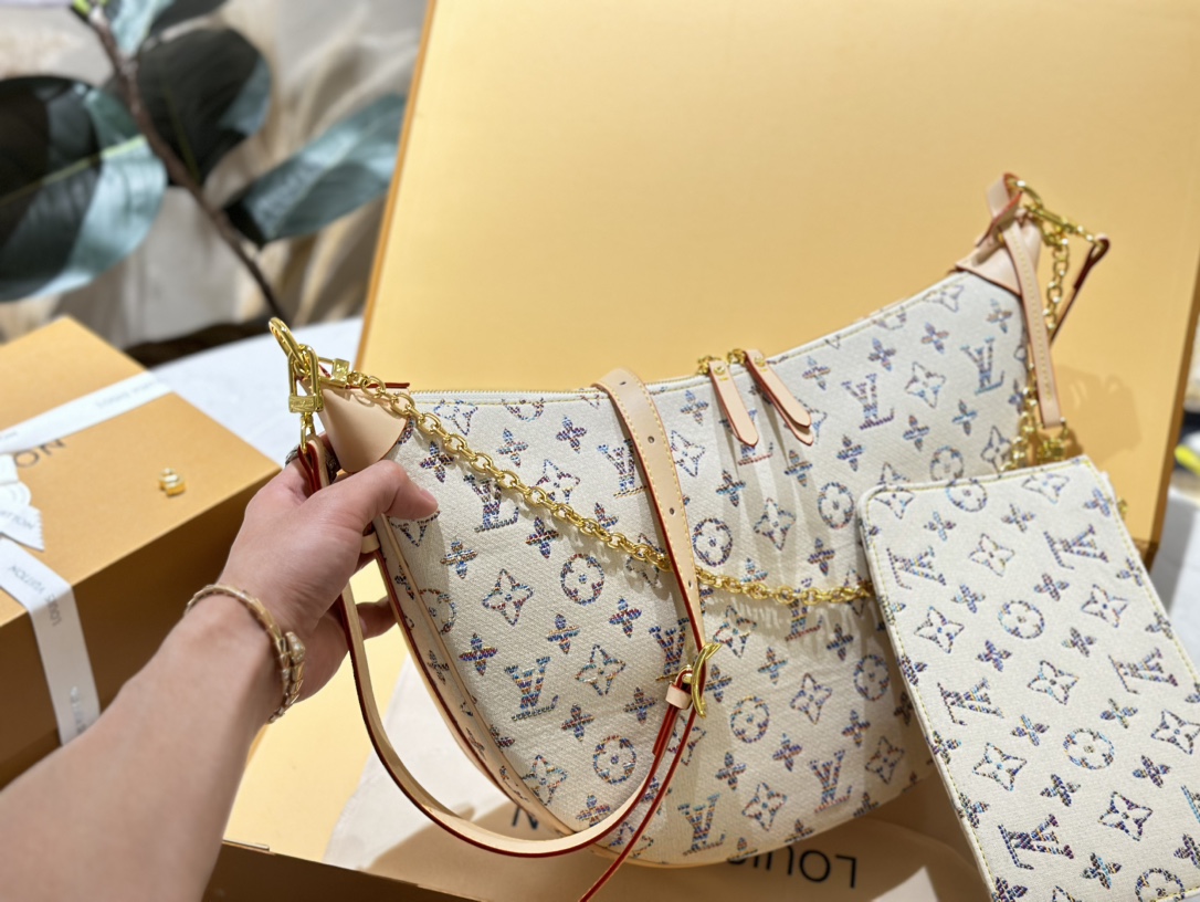 LV LOOP HOBO MONOGRAM BAG MULTICOLOR BEIGE 38CM