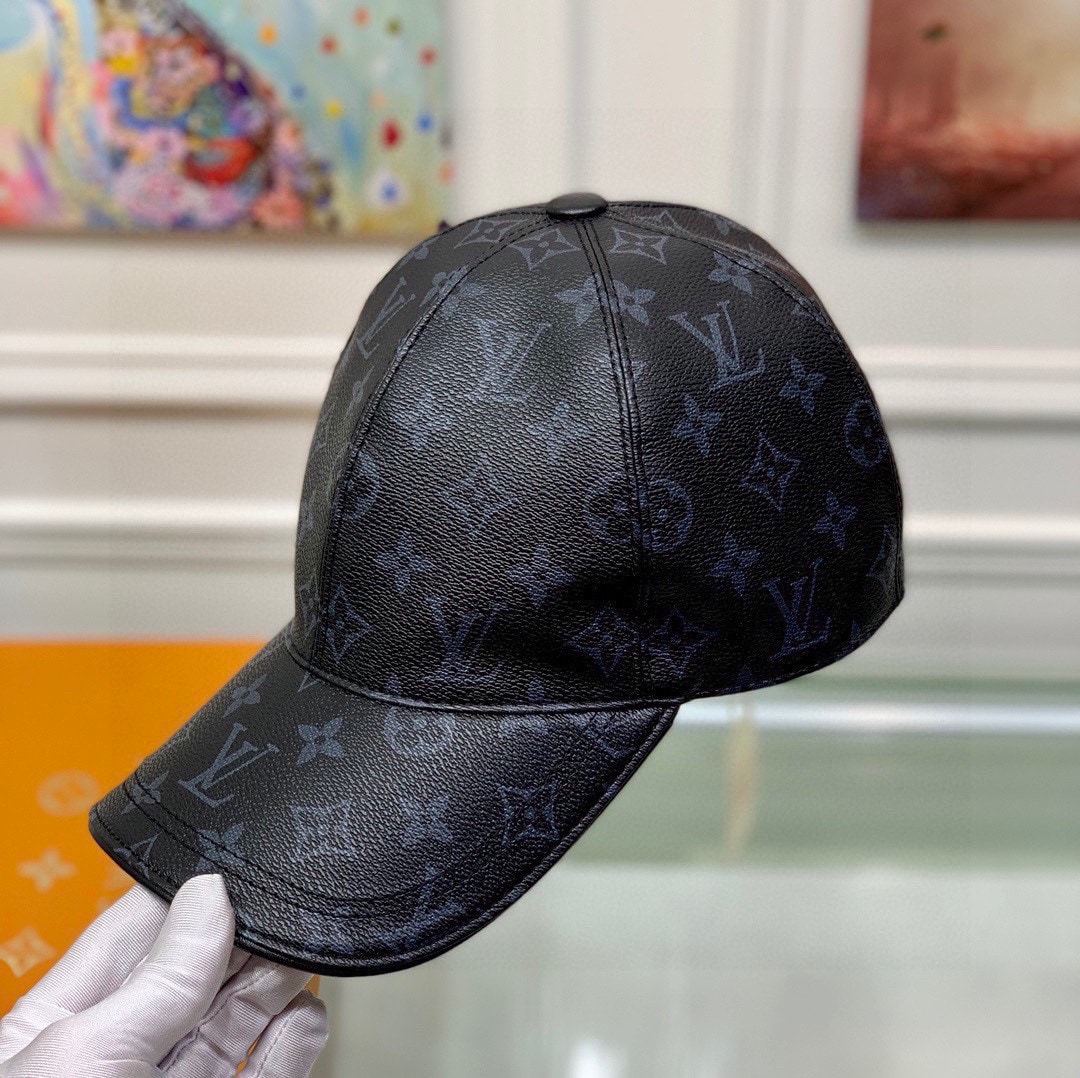 LV MONOGRAM COATED CANVAS CAP BLACK