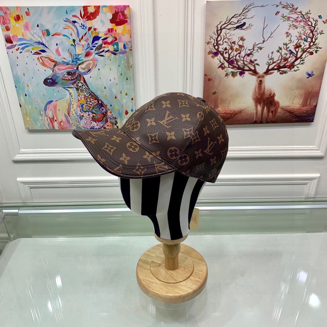 LV MONOGRAM COATED CANVAS CAP BROWN