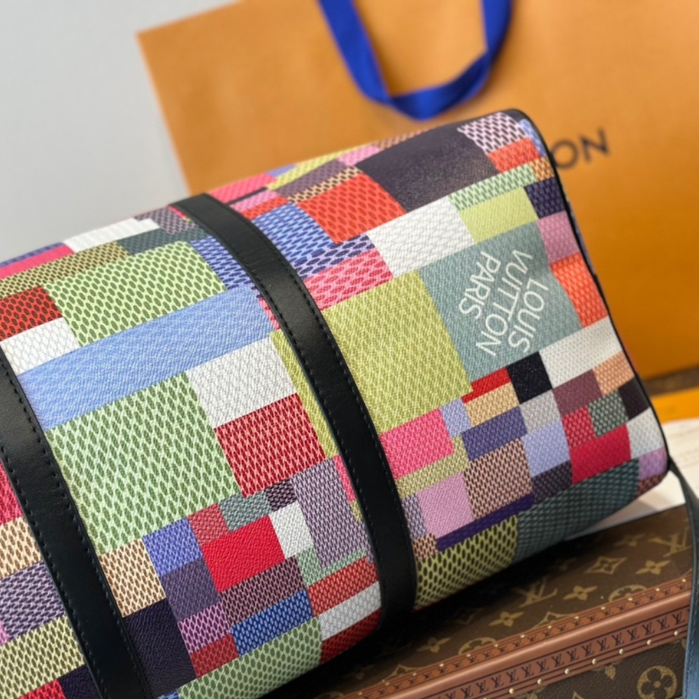 LV KEEPALL BANDOULIERE 45 DAMIER GRAPHITE 3D MULTICOLOR 45CM