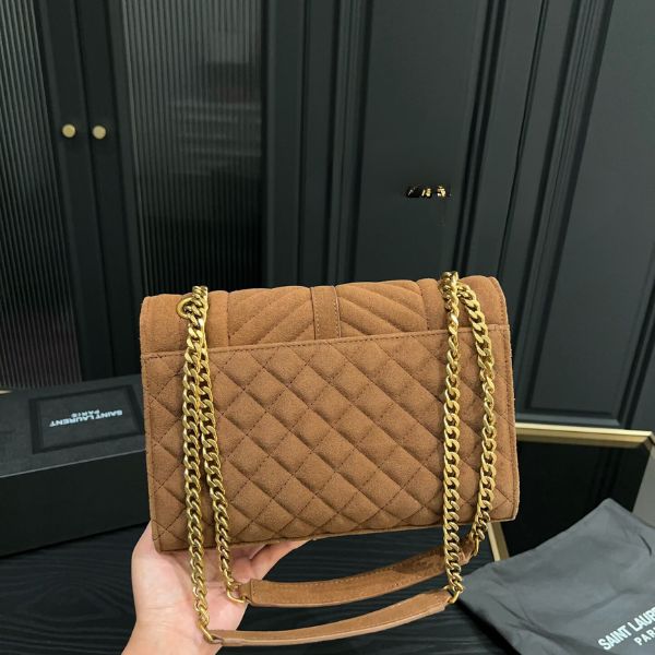 YSL ENVELOPE MEDIUM CHAIN BAG BROWN 21CM