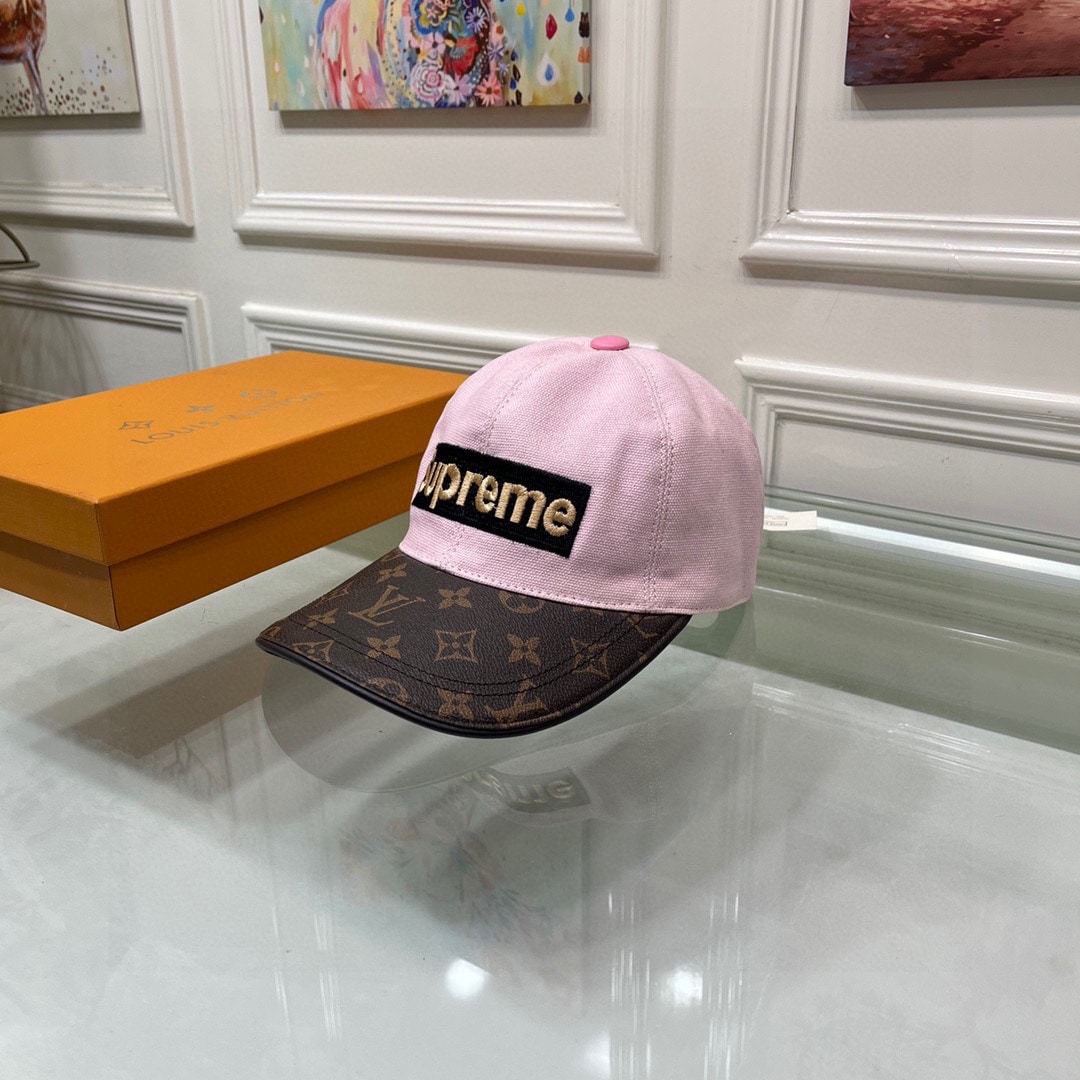LV SUPREME LOGO CAP PINK