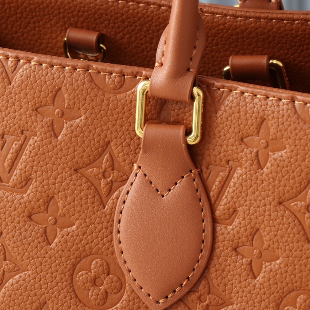 LV ON THE GO MM MONOGRAM EMPREINTE LEATHER COGNAC 35CM M12775