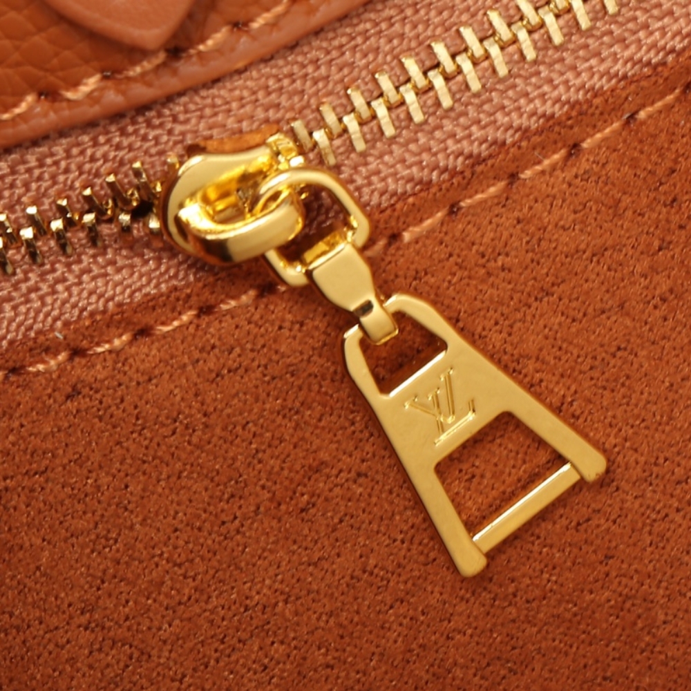 LV ON THE GO MM MONOGRAM EMPREINTE LEATHER COGNAC 35CM M12775