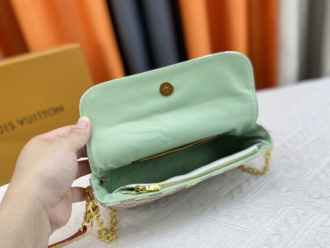 LV IVY WALLET ON CHAIN BAG DAMIER EBENE BEIGE 23CM M81911