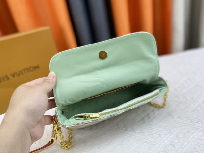 LV IVY WALLET ON CHAIN BAG DAMIER EBENE BEIGE 23CM M81911