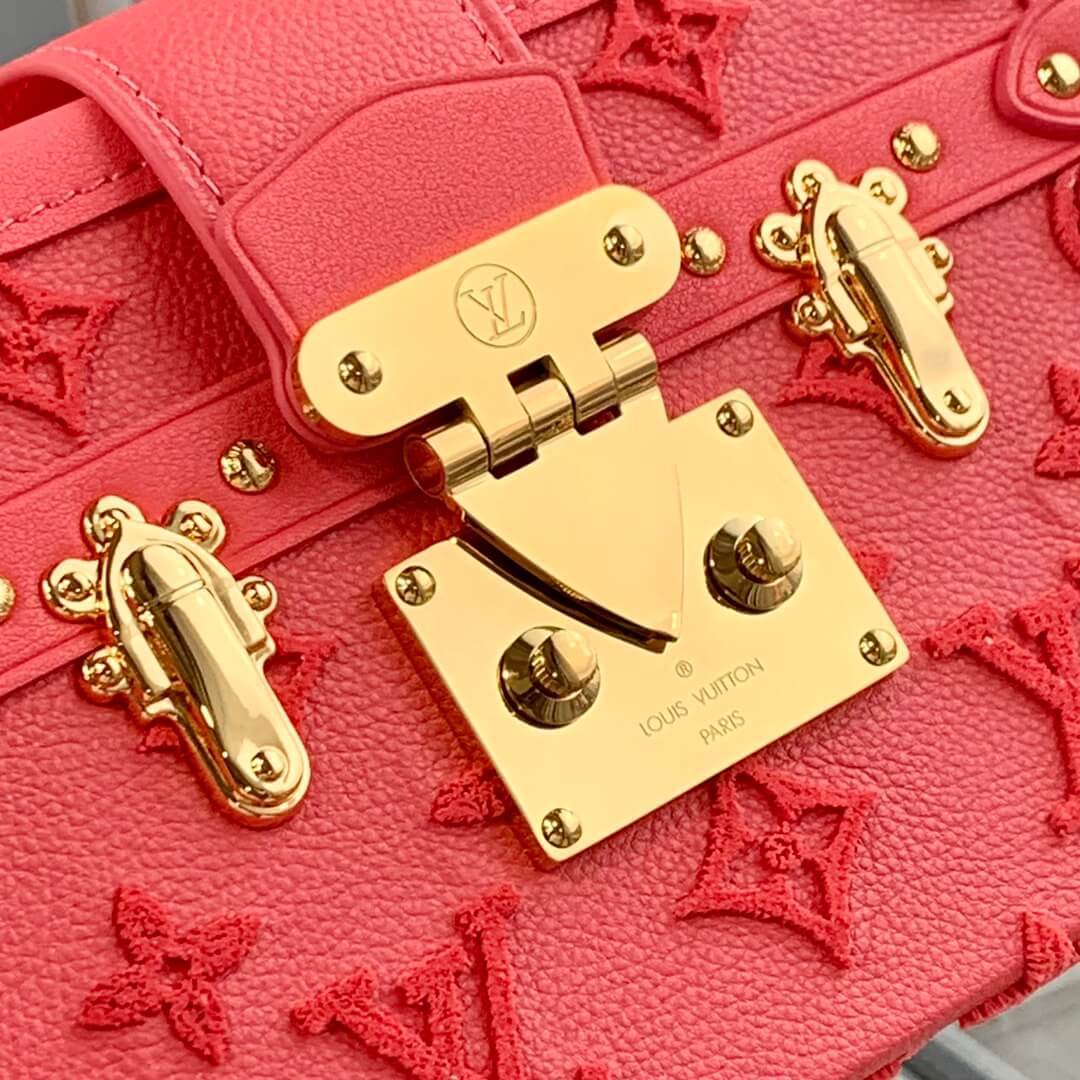 M20745 Petite Malle Monogram Rose red Gold Hardware Box bag 20cm