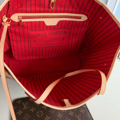 Neverfull M41177 RED INSIDE MM Shoulder tote bag M40995 Monogram GHW Used
