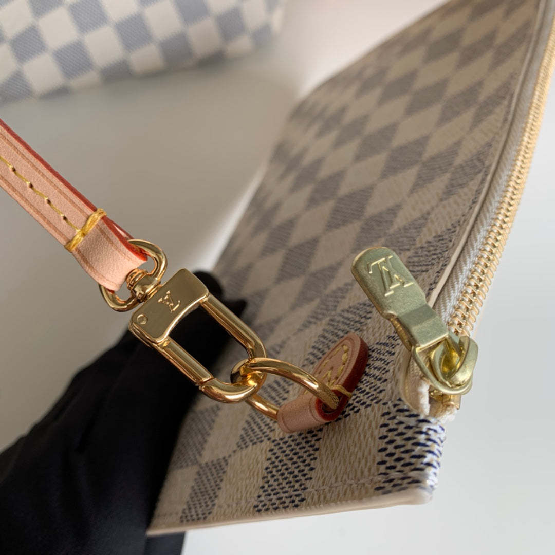 Neverfull N41361 MM Shoulder tote bag M40995 white Damier GHW Used