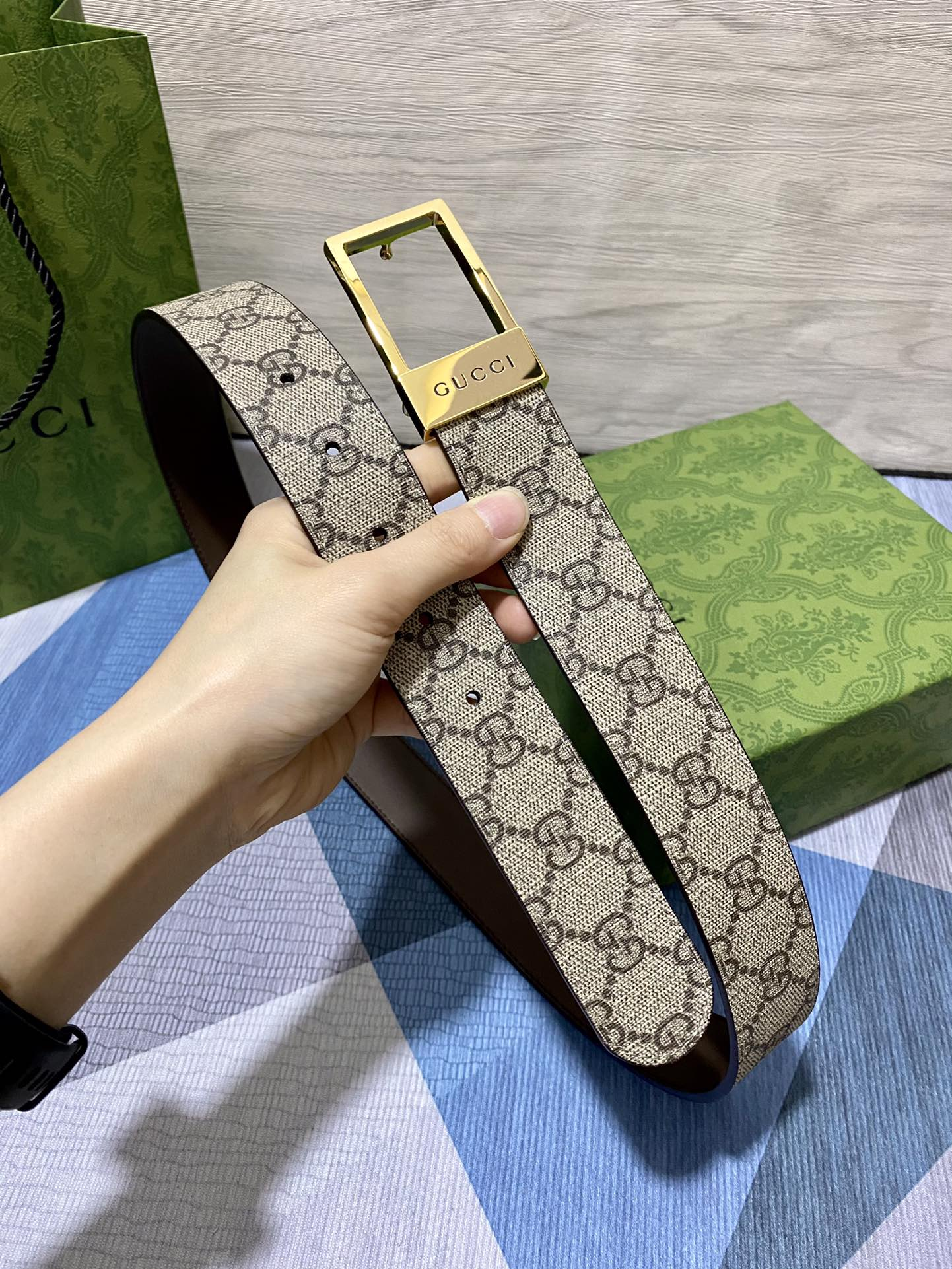 GG BELT WITH RECTANGULAR BUCKLE