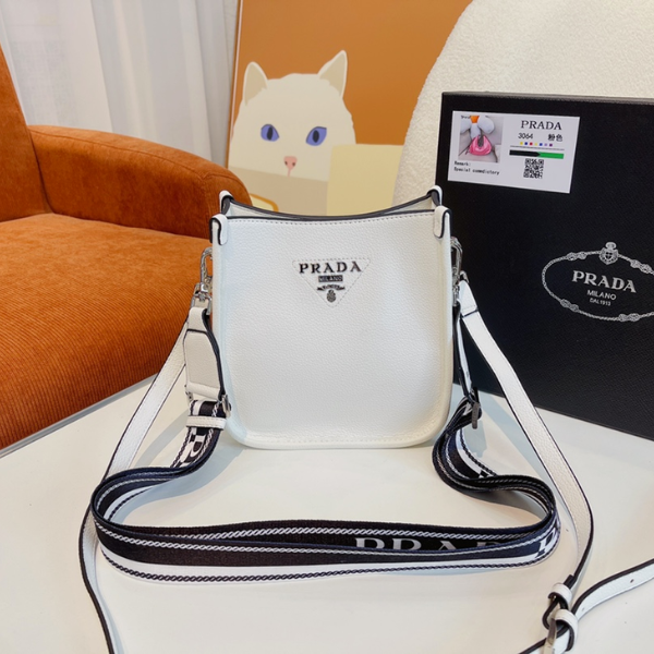 PR LEATHER MINI SHOULDER BAG WHITE 20CM 1BH191 2DKV F0009 V 3OO