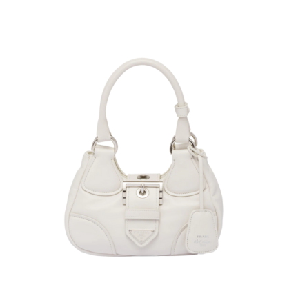PR MOON PADDED NAPPA LEATHER BAG WHITE 22CM 1BA381 2DYI F0009 V OOM