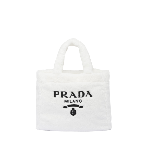 PR TERRY TOTE BAG WHITE 41CM 1BG130 2DXO F0964 V MWO