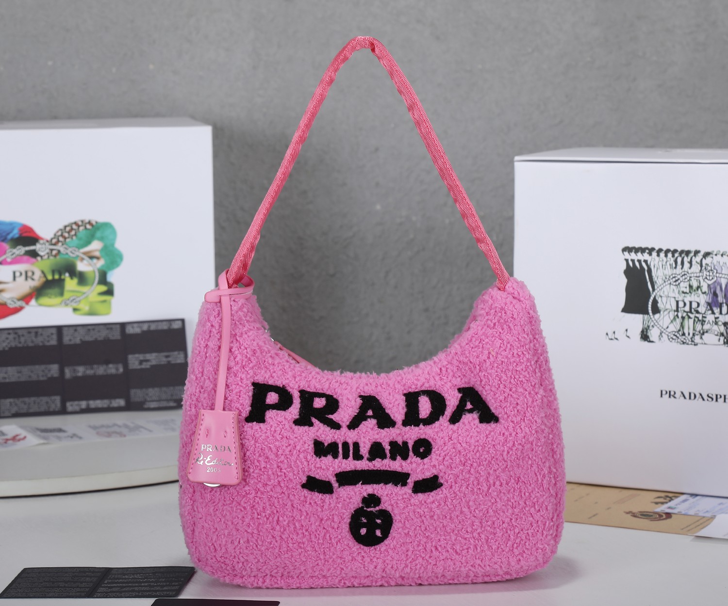 PR RE-EDITION 2000 TERRY MINI BAG PINK 22CM 1NE515 2DXO F046J