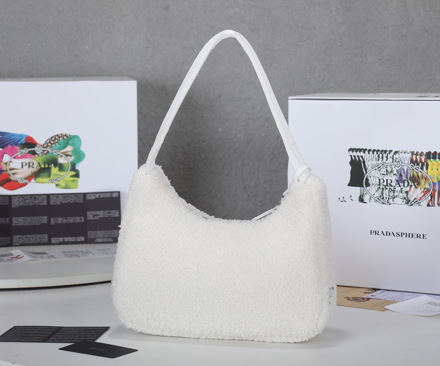 PR RE-EDITION 2000 TERRY MINI BAG WHITE 22CM 1NE515 2DXO F0964