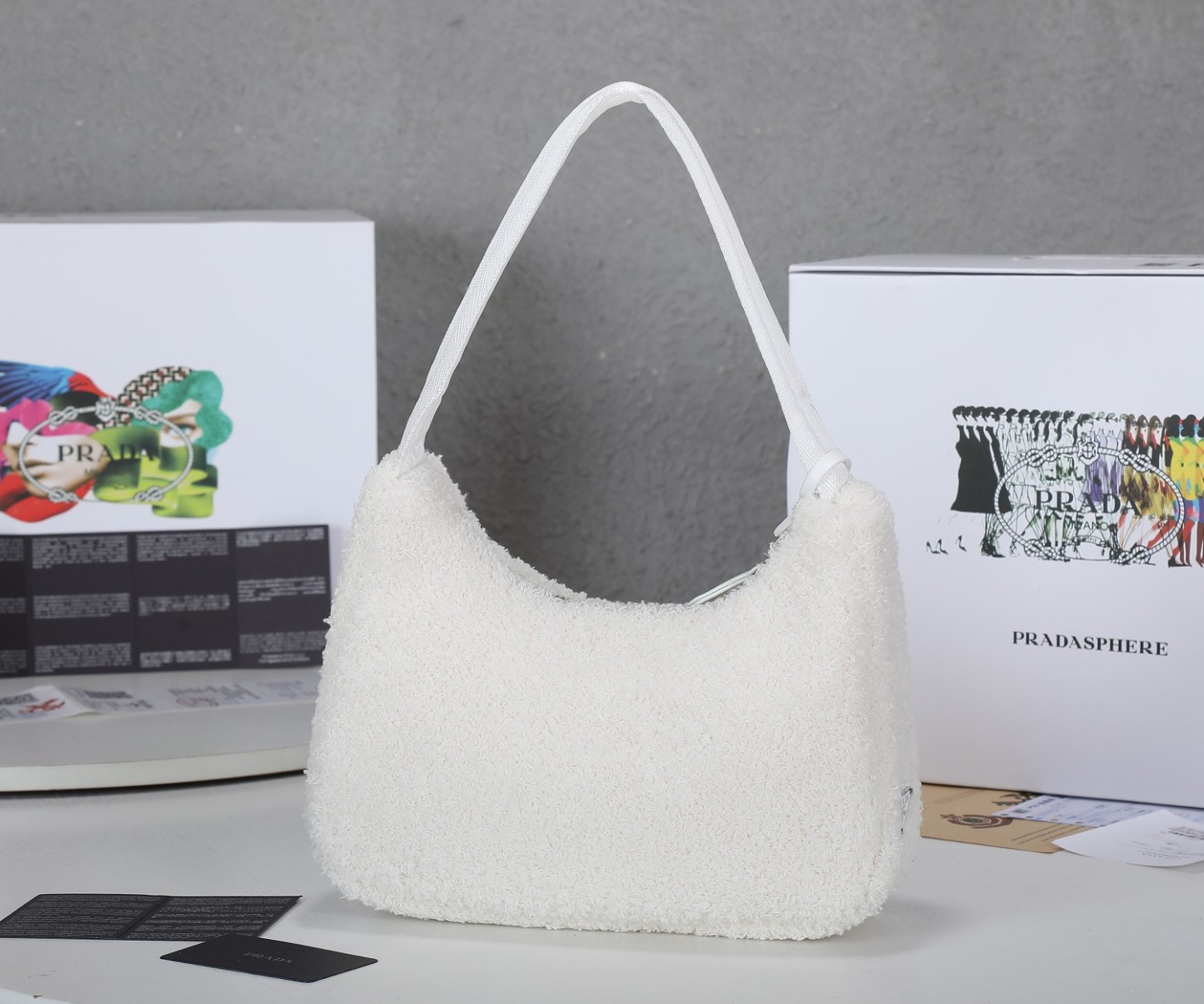 PR RE-EDITION 2000 TERRY MINI BAG WHITE 22CM 1NE515 2DXO F0964