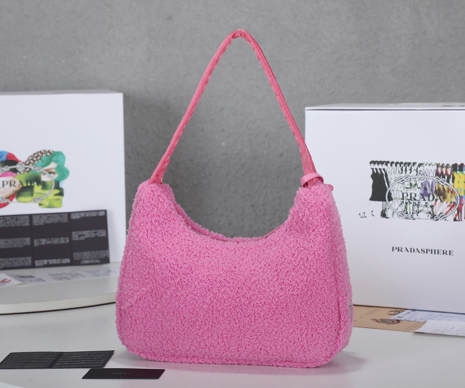 PR RE-EDITION 2000 TERRY MINI BAG PINK 22CM 1NE515 2DXO F046J