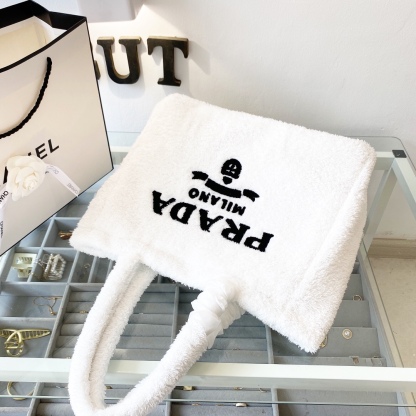 PR TERRY TOTE BAG WHITE 41CM 1BG130 2DXO F0964 V MWO