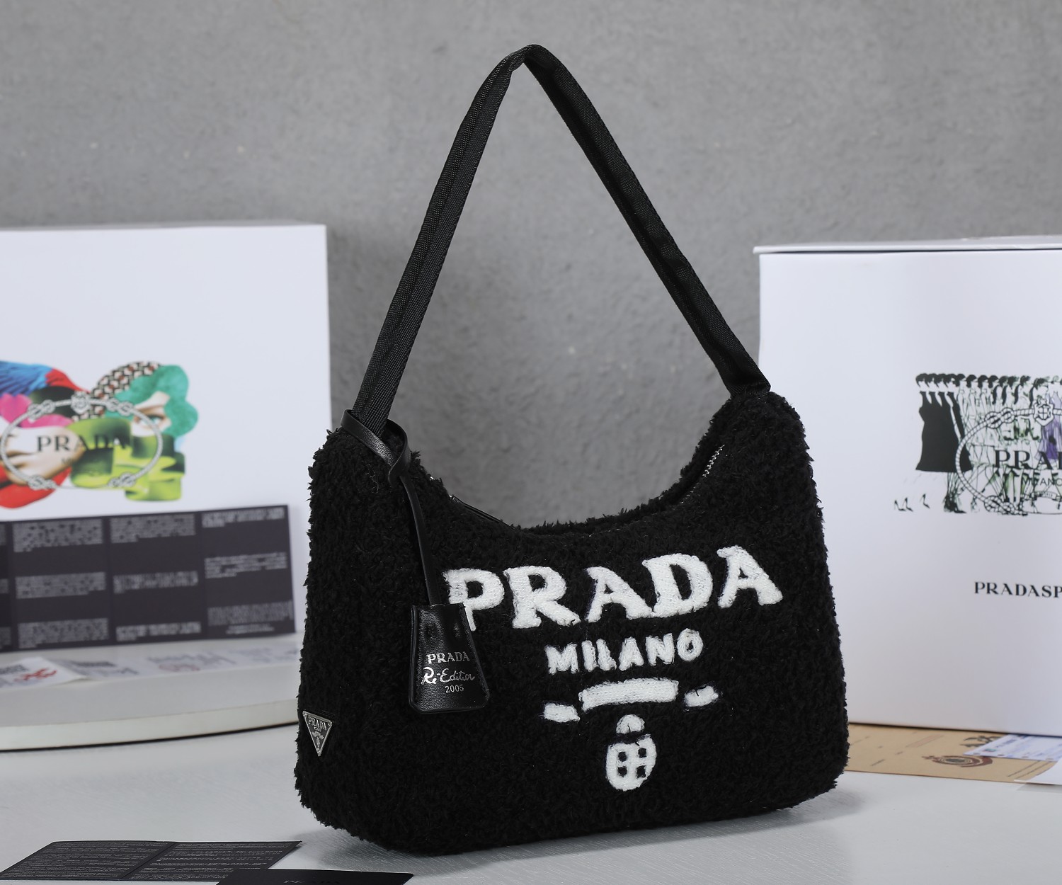 PR RE-EDITION 2000 TERRY MINI BAG BLACK 22CM 1NE515 2DXO F0967