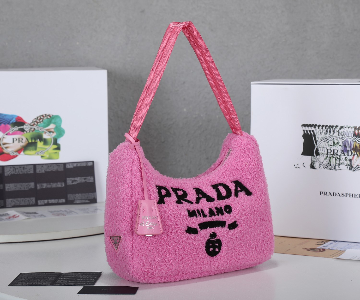 PR RE-EDITION 2000 TERRY MINI BAG PINK 22CM 1NE515 2DXO F046J