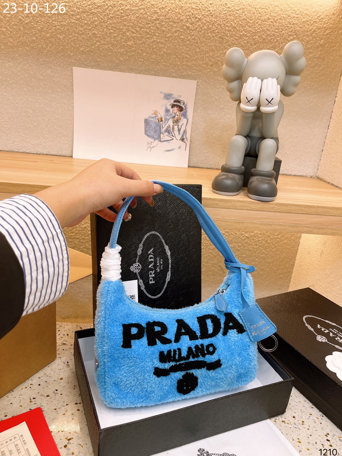 PR RE-EDITION 2000 TERRY MINI BAG BLUE 23CM 1NE515 2DXO F0D4O