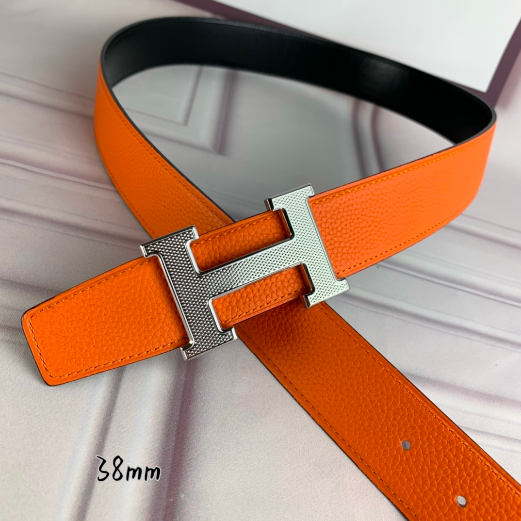 HM BELT TOGO SWIFT SILUVER BUCKLE ORANGE 38MM