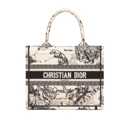 DOR PERSONALIZED LARGE BOOK TOTE BLACK TONE TOILE JOUY EMBROIDERY M1286ZRHZ_M941