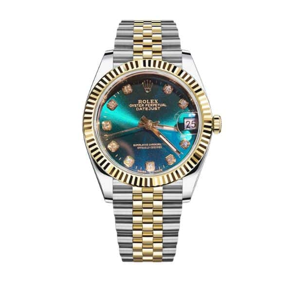 ROLEX DATEJUST 31 GOLD WITH GREEN FACE 40MM