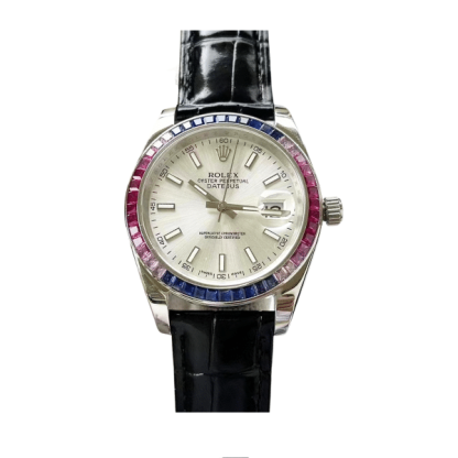 ROLEX OYSTER PERPETUAL DATEJUS WHITE DIAL RUBY AROUND 40MM