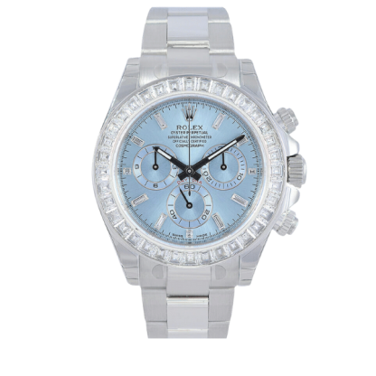 ROLEX COSMOGRAPH DAYTONA ICE BLUE BAGUETTE PLATINUM 40MM 116576TBR