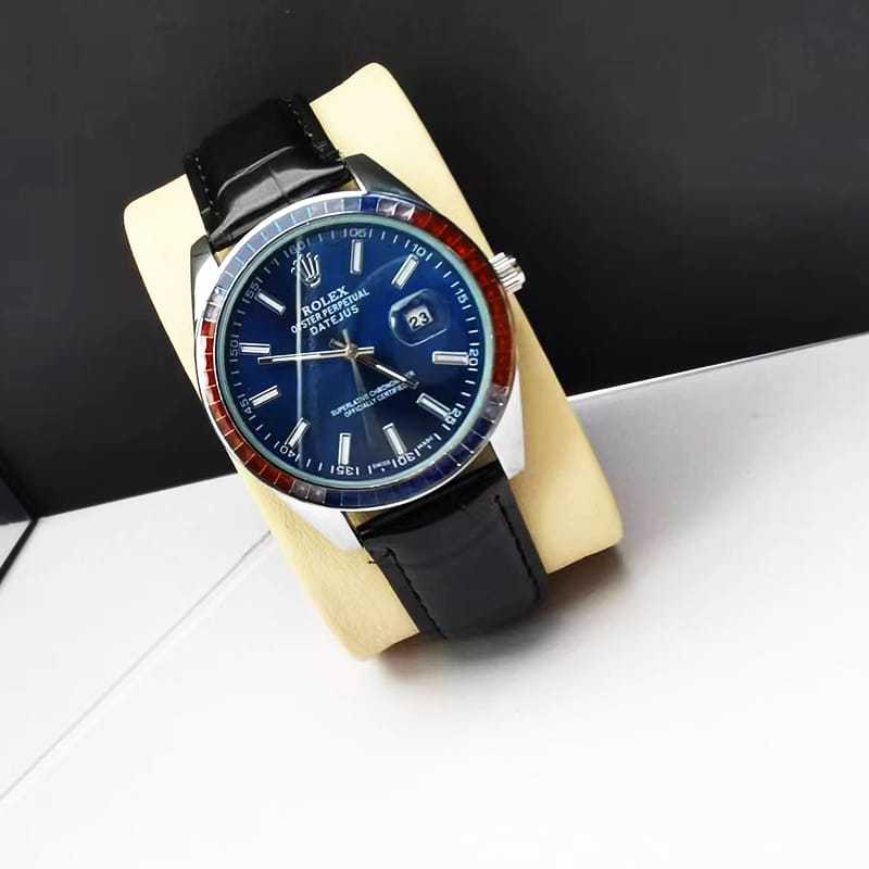 ROLEX OYSTER PERPETUAL DATEJUS NAVY BLUE DIAL RUBY AROUND 40MM