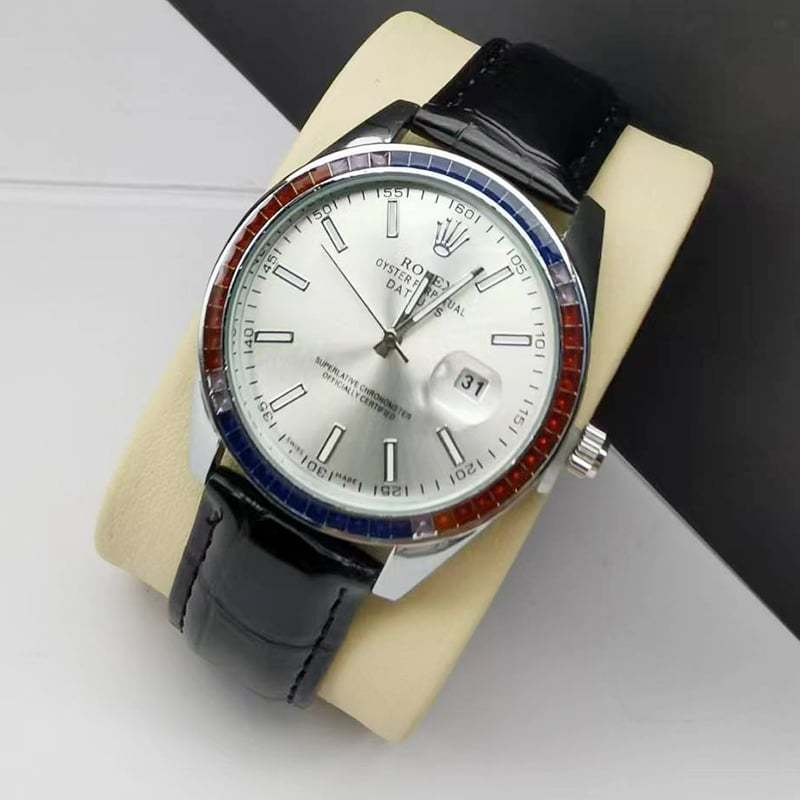 ROLEX OYSTER PERPETUAL DATEJUS WHITE DIAL RUBY AROUND 40MM