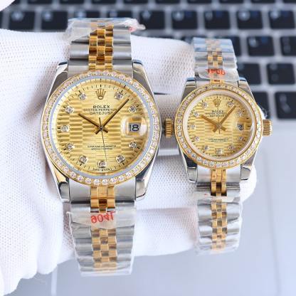 ROLEX OYSTER DATEJUST OYSTERSTEEL GOLDEN FLIP DIAL WITH DIMOND AROUND 36MM