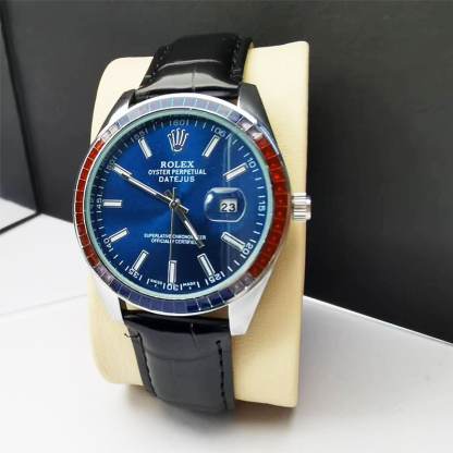 ROLEX OYSTER PERPETUAL DATEJUS NAVY BLUE DIAL RUBY AROUND 40MM