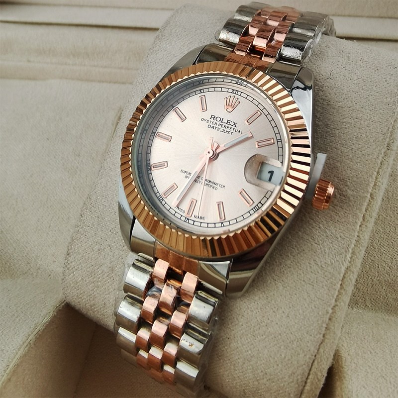 ROLEX OYSTER PERPETUAL DATEJUST WHITE DIAL WITH SILVER AND EVEROSE GOLD STRAP 36MM 126231 0017