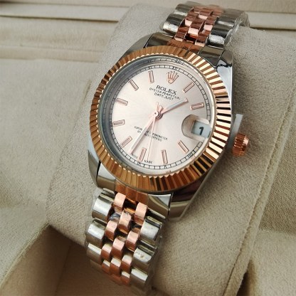 ROLEX OYSTER PERPETUAL DATEJUST WHITE DIAL WITH SILVER AND EVEROSE GOLD STRAP 36MM 126231 0017