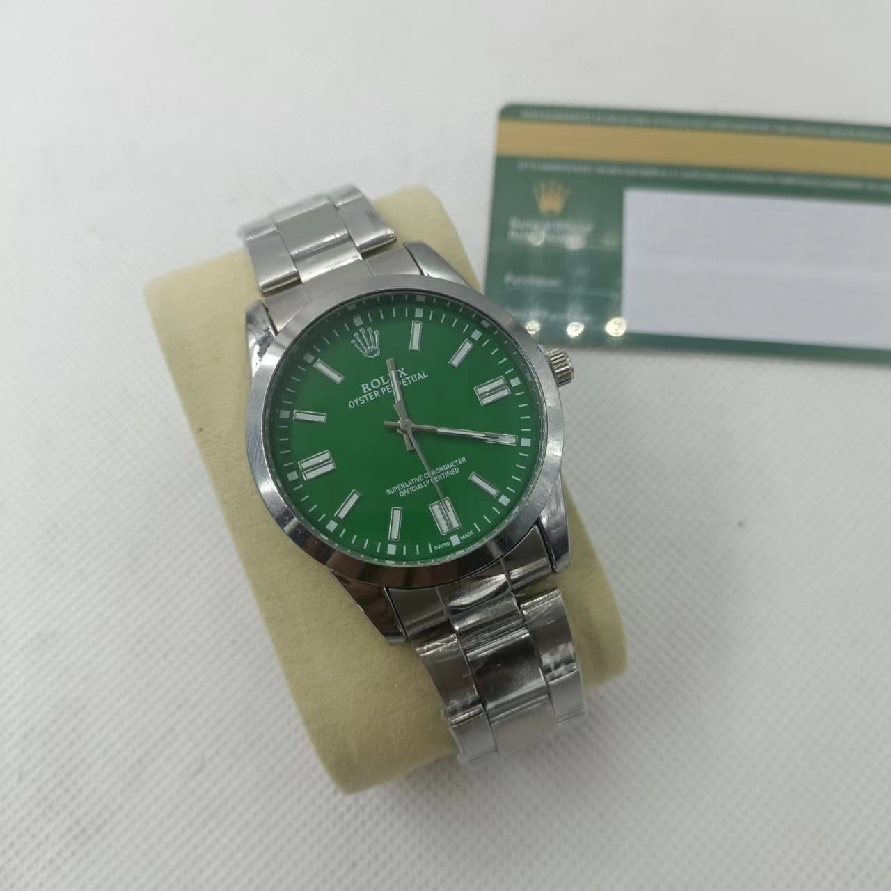 ROLEX OYSTER PERPETUAL WATCH 41MM GREEN DIAL 126000 0005