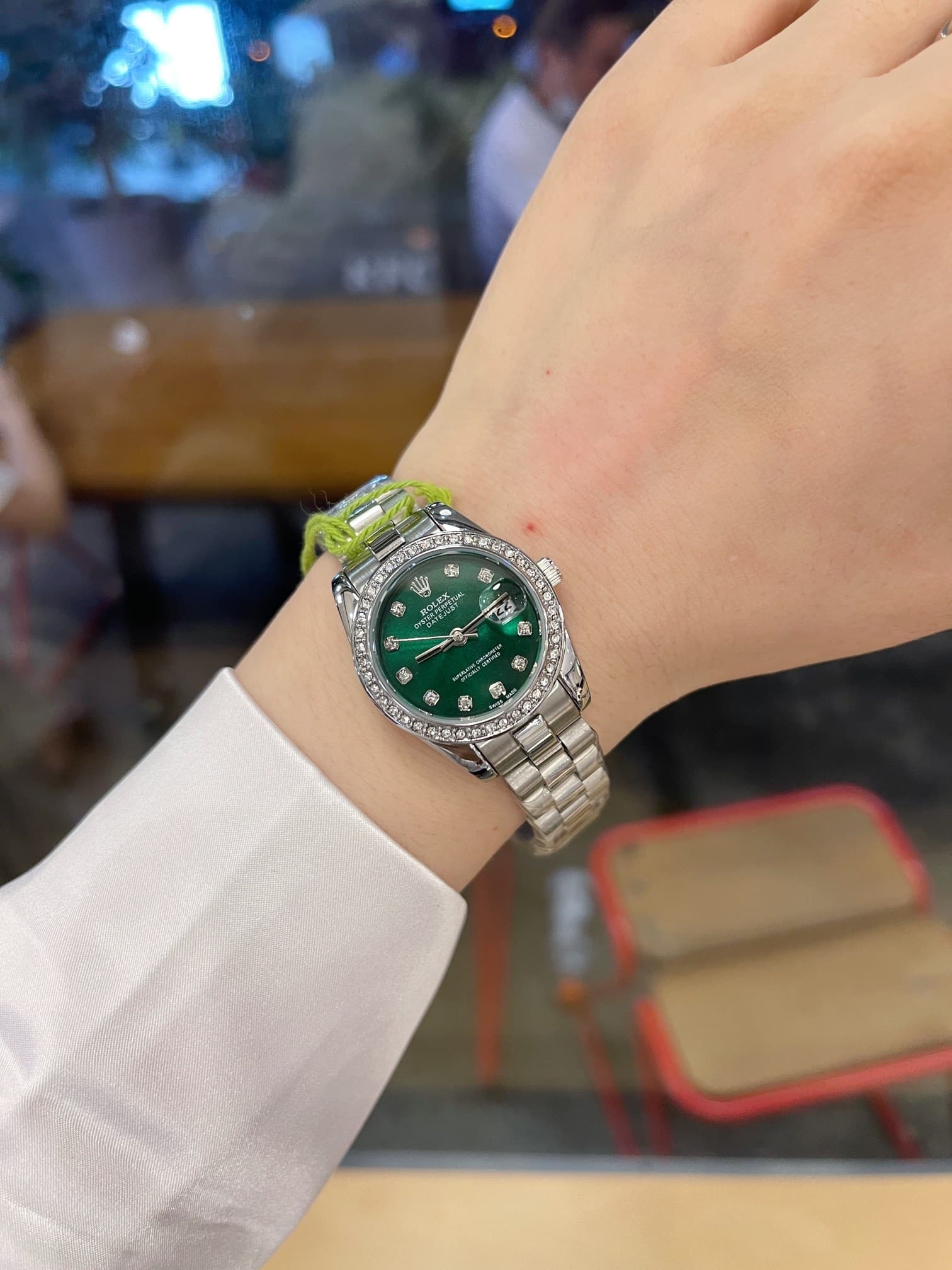 ROLEX LADY DATEJUST 28 SILVER JUBILEE DIAMOND DIAL IN GREEN 28MM