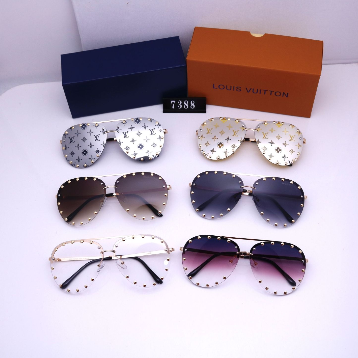 LV THE PARTY AVIATOR BROWN SUNGLASSES