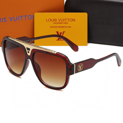 LV RED WITH GOLD METAL SUNGLASSES
